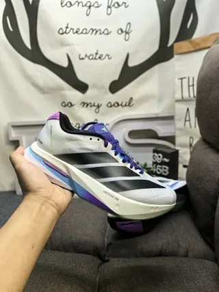 Adidas White Purple Mesh Upper Three-Stripe Side Panel Sneakers 5