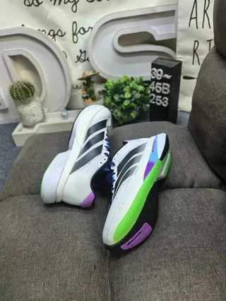Adidas White Purple Mesh Upper Three-Stripe Side Panel Sneakers 6