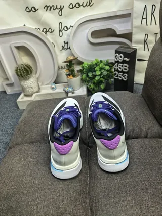 Adidas White Purple Mesh Upper Three-Stripe Side Panel Sneakers 8