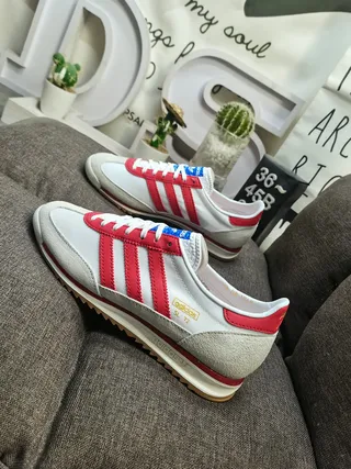 Adidas White Red Low-Top Lace-Up Suede And Textile Upper Lifestyle Sneakers 7