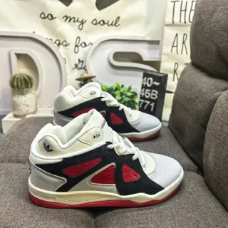 Adidas White Red Low-Top Layered Synthetic Overlays Lifestyle Sneakers