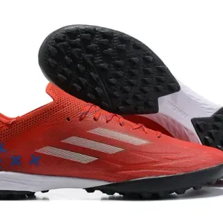 Adidas X Rojo Negro Bajo Corte Upper de Malla Sintética Sistema de Cordones Asimétrico Zapatos de Fútbol Turf