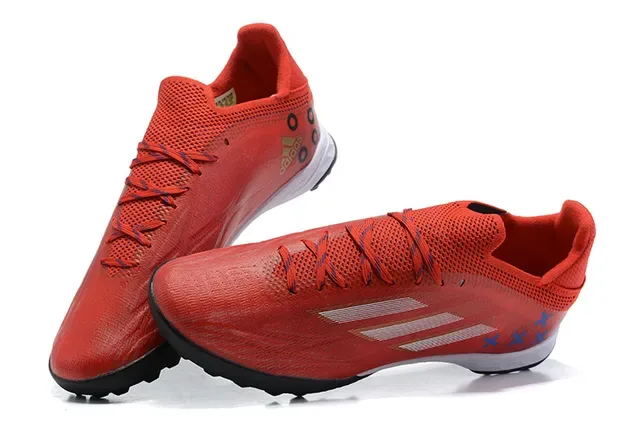 Adidas X أحمر أسود منخفض القطع شبكة مصنعة اصطناعية نظام الرباط غير المتوازي أحذية كرة القدم للعشب الصناعي 2