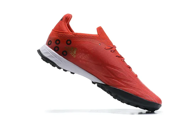 Adidas X أحمر أسود منخفض القطع شبكة مصنعة اصطناعية نظام الرباط غير المتوازي أحذية كرة القدم للعشب الصناعي 3