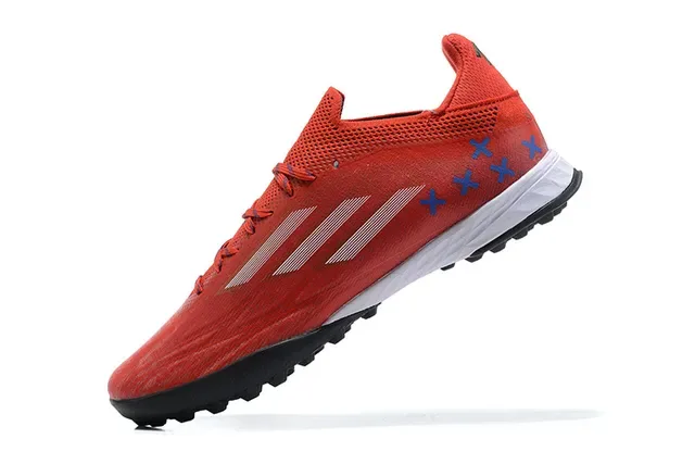 Adidas X أحمر أسود منخفض القطع شبكة مصنعة اصطناعية نظام الرباط غير المتوازي أحذية كرة القدم للعشب الصناعي 4