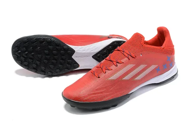 Adidas X أحمر أسود منخفض القطع شبكة مصنعة اصطناعية نظام الرباط غير المتوازي أحذية كرة القدم للعشب الصناعي 7