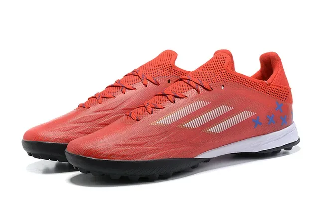 Adidas X أحمر أسود منخفض القطع شبكة مصنعة اصطناعية نظام الرباط غير المتوازي أحذية كرة القدم للعشب الصناعي 8