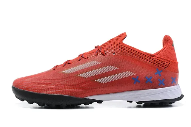 Adidas X أحمر أسود منخفض القطع شبكة مصنعة اصطناعية نظام الرباط غير المتوازي أحذية كرة القدم للعشب الصناعي 10