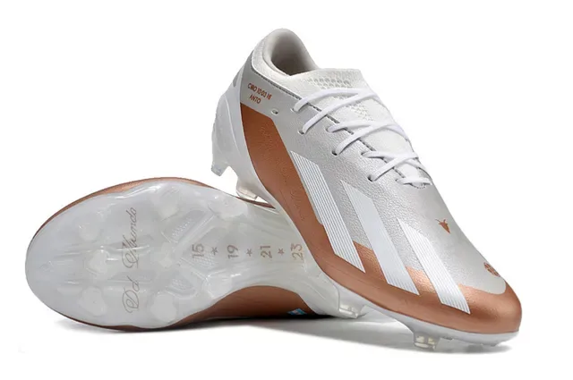Adidas X Chaussures de football blanc et or low-cut upper synthétique panel accent métallique rose sol ferme 4