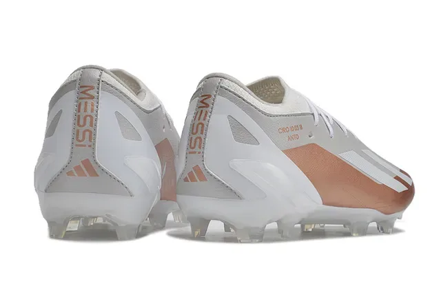 Adidas X Chaussures de football blanc et or low-cut upper synthétique panel accent métallique rose sol ferme 5