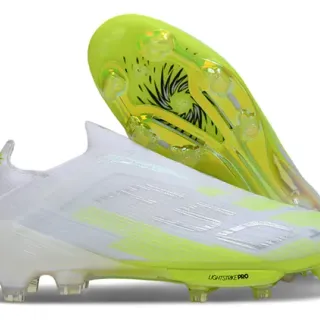 Adidas X White Yellow Low-Cut Sock-Fit Upper Neon Accent Stripes Firm-Ground Soccer Shoes