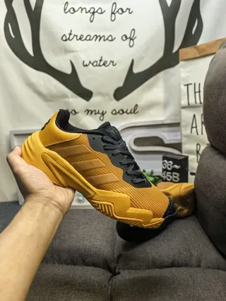 Adidas Yellow Black Chunky Sculpted Midsole Mesh And Synthetic Overlay Construction Lifestyle Sneakers 5