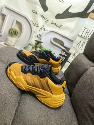 Adidas Yellow Black Chunky Sculpted Midsole Mesh And Synthetic Overlay Construction Lifestyle Sneakers 7