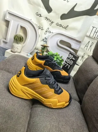 Adidas Yellow Black Chunky Sculpted Midsole Mesh And Synthetic Overlay Construction Lifestyle Sneakers 9