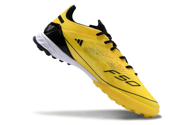 Adidas Jaune Noir Low-Cut Synthétique Haut Texturé Tricoté à côtes Gazon Chaussures de football 2