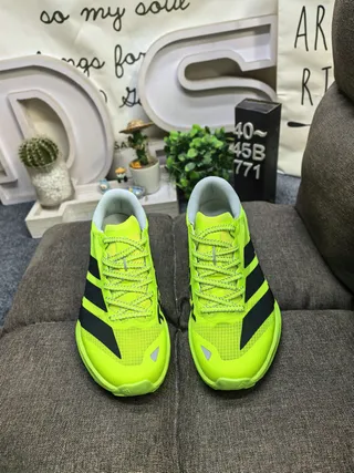 Adidas Jaune Noir Néon Maille Supérieure Trois Rayures Marque Chaussures de Course 10