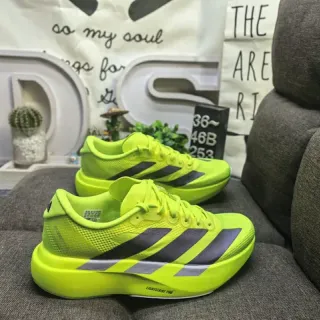 Adidas Chaussures de course Jaune Gris Néon Malla Supérieure Panneau Latéral à Trois Rayures
