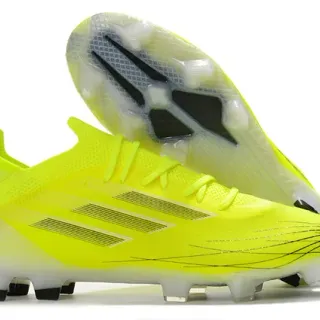 Adidas Yellow White Neon Knit Upper Asymmetric Lacing Firm-Ground Soccer Shoes
