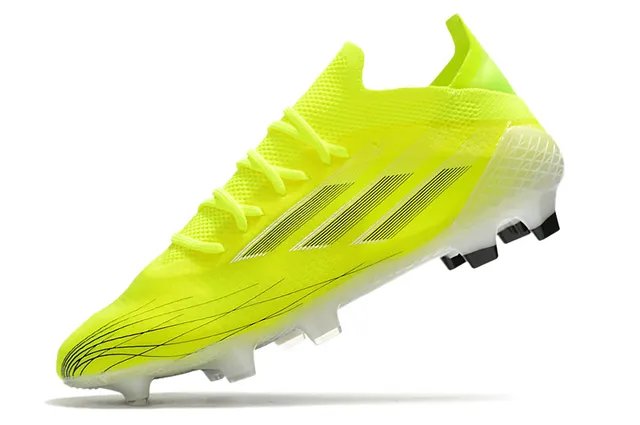 Adidas Yellow White Neon Knit Upper Asymmetric Lacing Firm-Ground Soccer Shoes 3