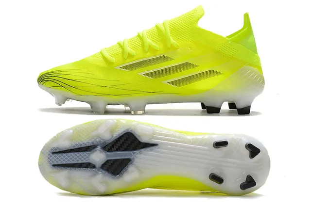 Adidas Yellow White Neon Knit Upper Asymmetric Lacing Firm-Ground Soccer Shoes 6