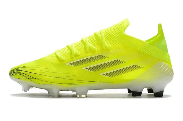 Adidas Yellow White Neon Knit Upper Asymmetric Lacing Firm-Ground Soccer Shoes 7