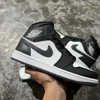 Air Jordan 1 Zapatillas de Baloncesto de Cuero Negro y Blanco