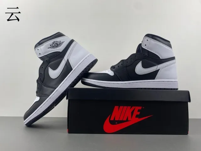 Air Jordan 1 Black and White Leather Basketball Shoes 14