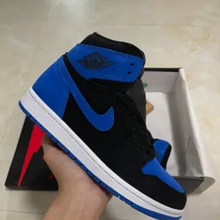 Air Jordan 1 Black Blue High-Top Suede And Leather Upper Basketball Shoes