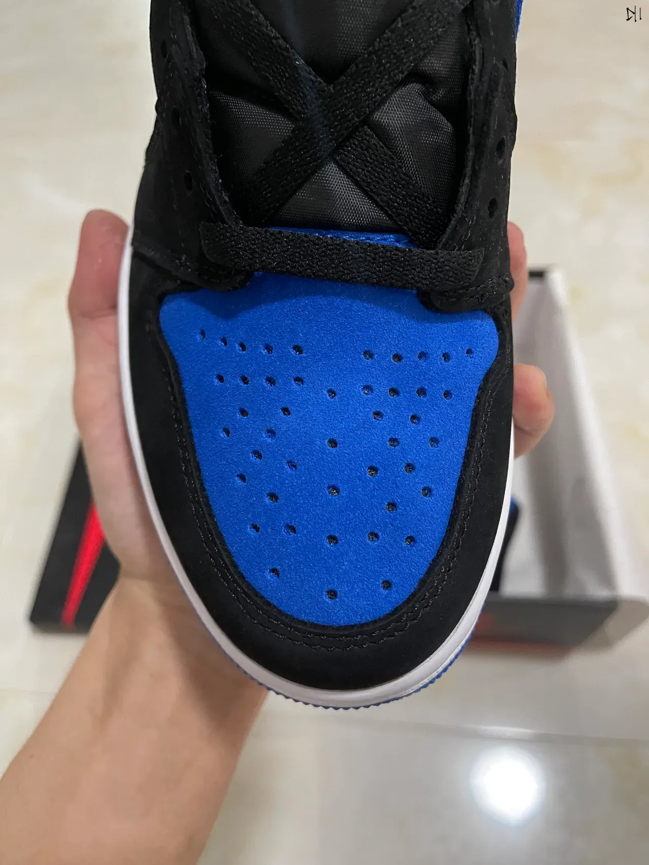 Air Jordan 1 Black Blue High-Top Suede And Leather Upper Basketball Shoes 3