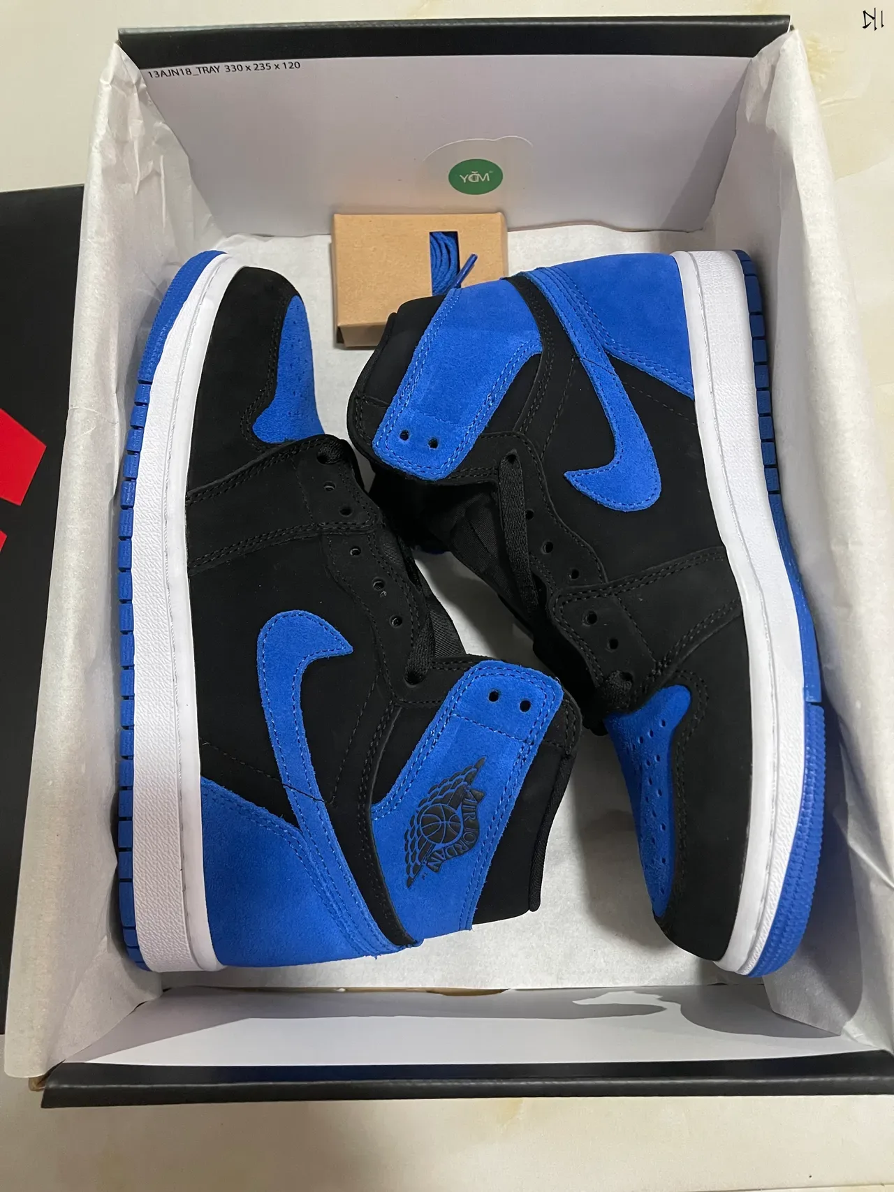 Air Jordan 1 Black Blue High-Top Suede And Leather Upper Basketball Shoes 9
