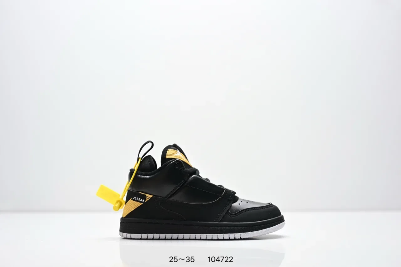 Zapatillas lifestyle con correa Air Jordan 1 negro blanco amarillo 14
