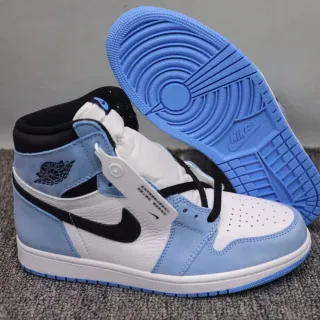 Air Jordan 1 Blue White High-Top Perforated Toe Basketball Shoes
