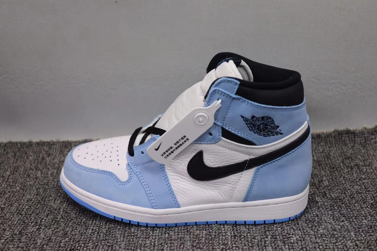 Air Jordan 1 Blue White High-Top Perforated Toe Basketball Shoes 9