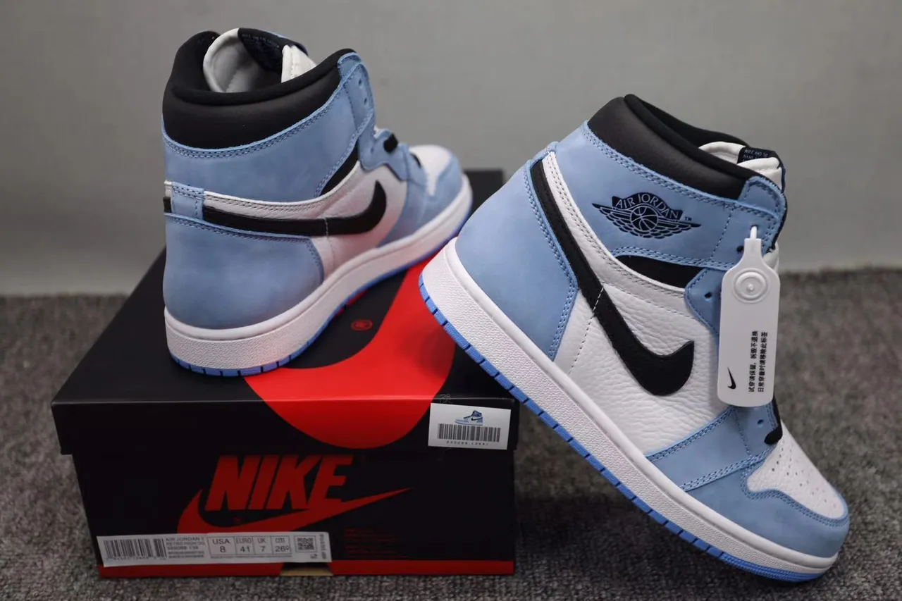 Air Jordan 1 Blue White High-Top Perforated Toe Basketball Shoes 10
