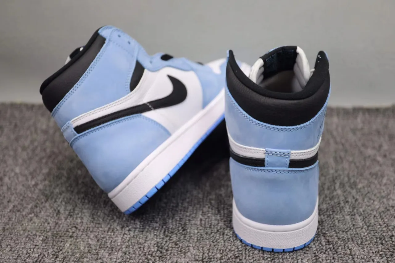 Air Jordan 1 Blue White High-Top Perforated Toe Basketball Shoes 13