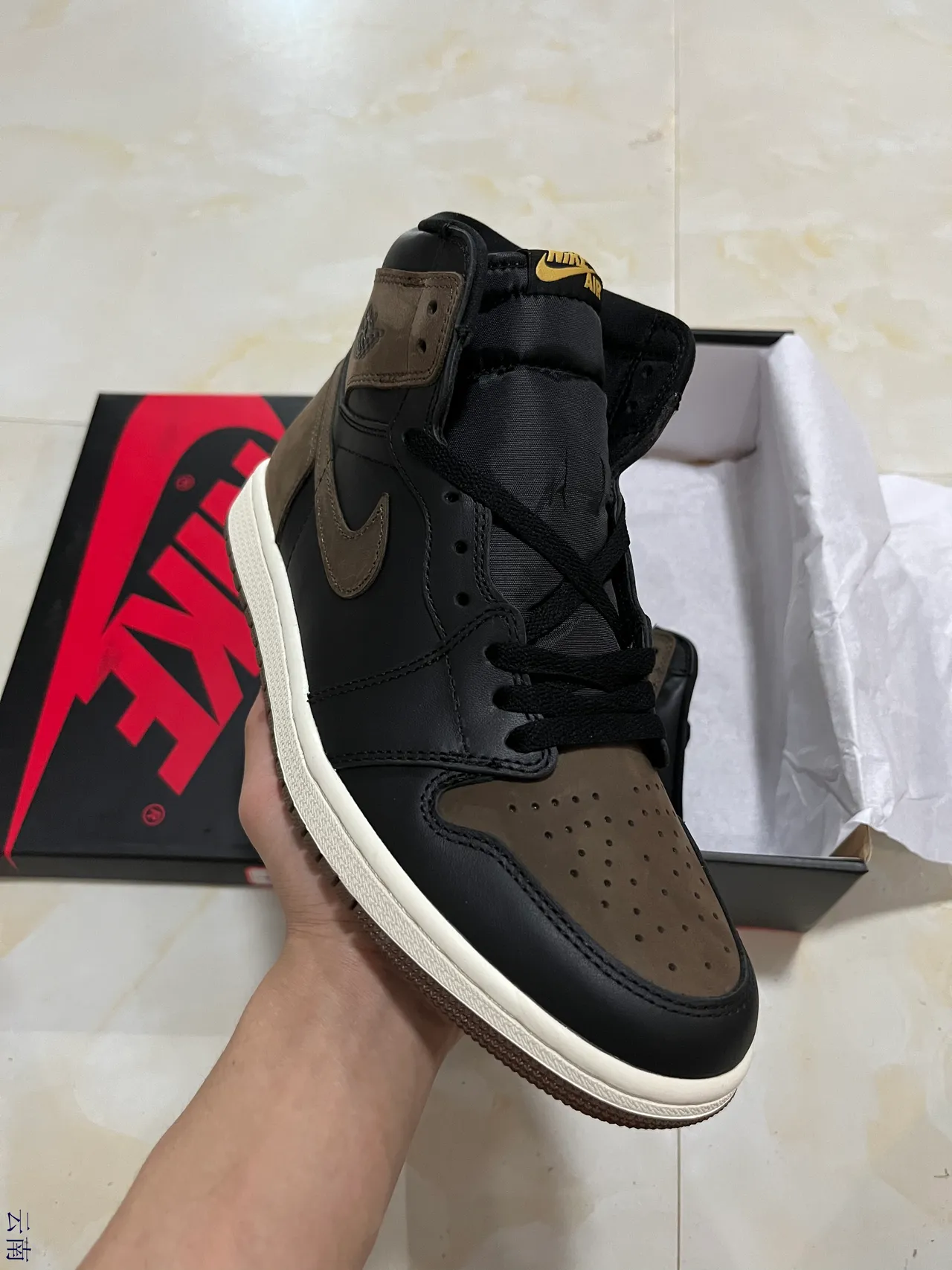 Air Jordan 1 High Black Brown Off-White Basketball Shoes 2