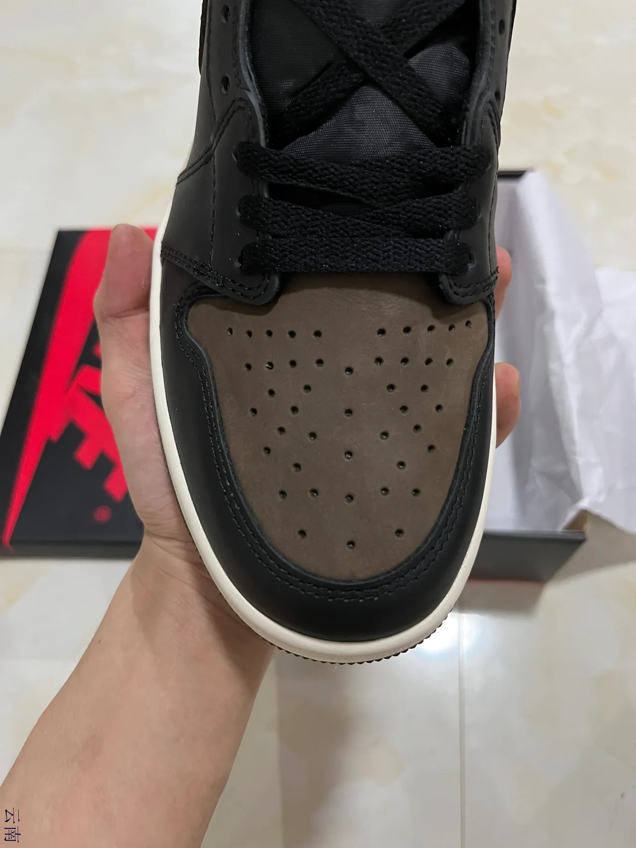 Air Jordan 1 High Black Brown Off-White Basketball Shoes 3
