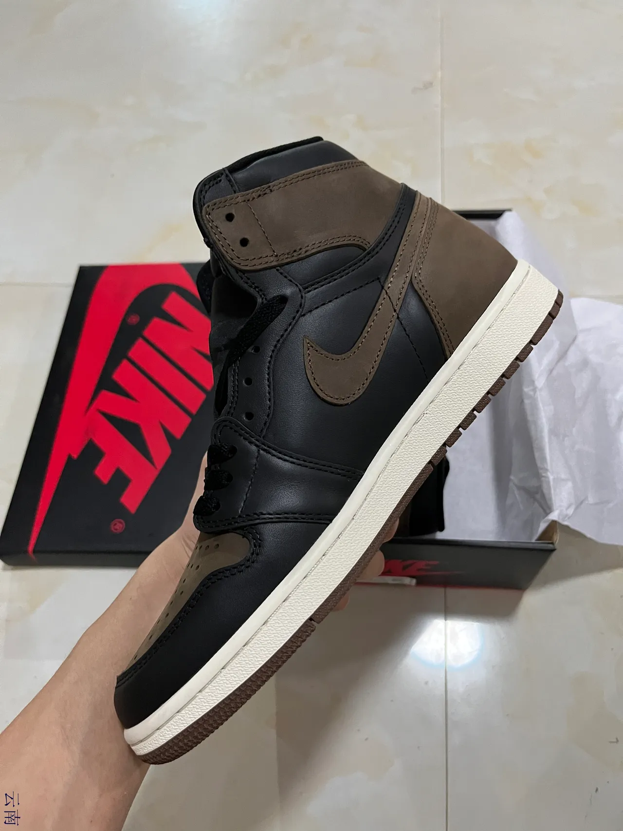 Air Jordan 1 High Black Brown Off-White Basketball Shoes 4