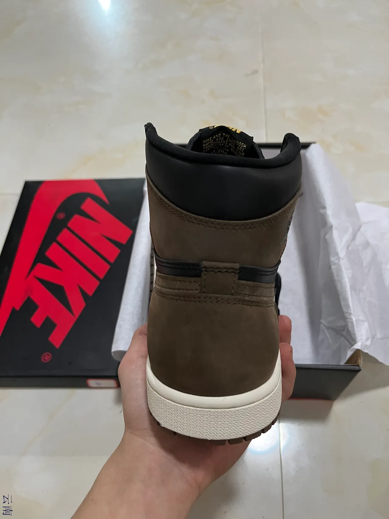 Air Jordan 1 High Black Brown Off-White Basketball Shoes 6