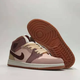 Air Jordan 1 High Multi-Panel Dusty Pink Maroon Gum Basketball Shoes