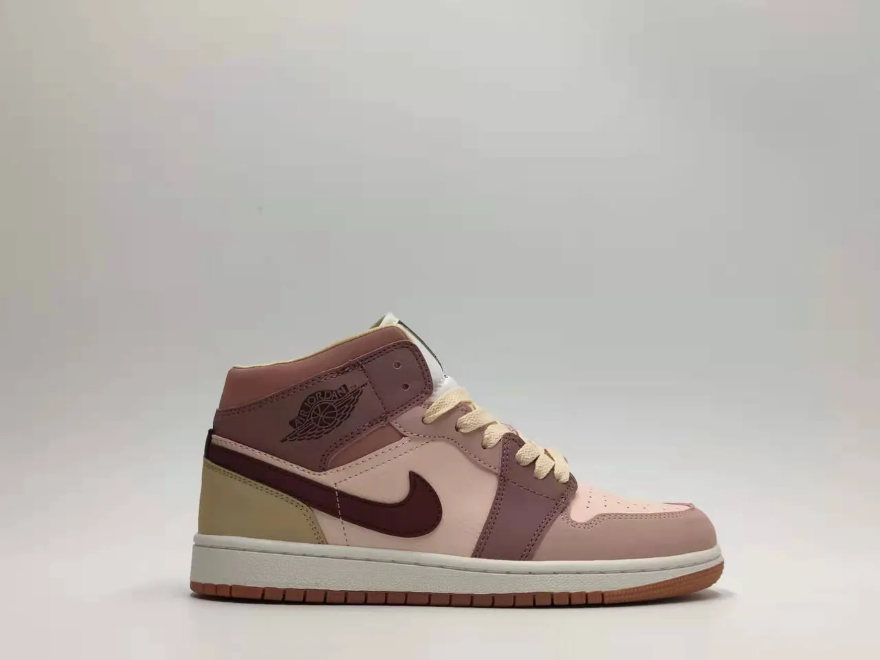 Air Jordan 1 High Multi-Panel Dusty Pink Maroon Gum Basketball Shoes 5
