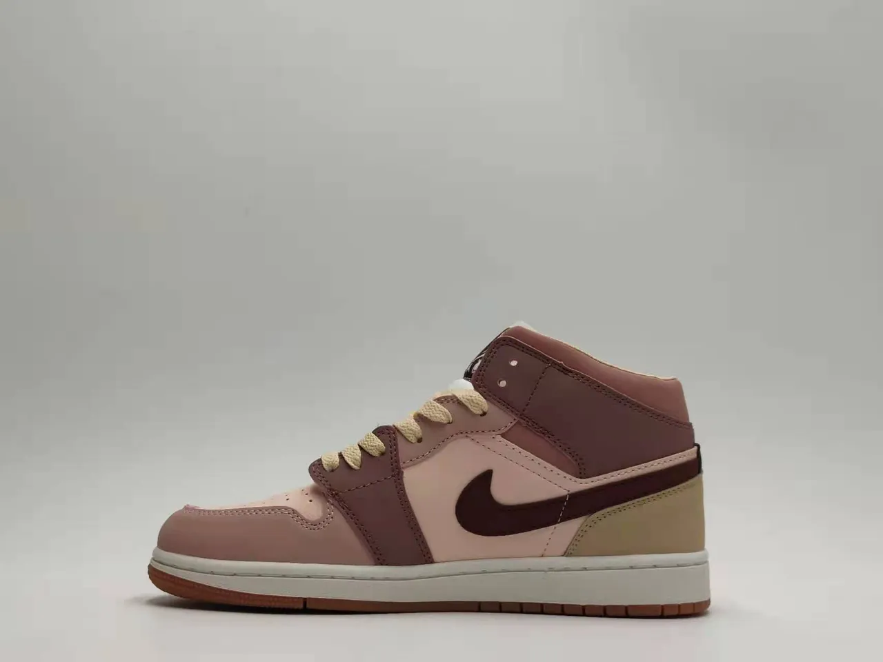 Air Jordan 1 High Multi-Panel Dusty Pink Maroon Gum Basketball Shoes 6