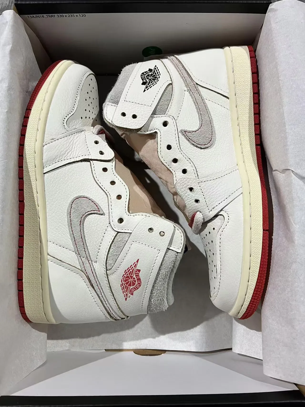 Air Jordan 1 High Off-White et Rouge Chaussures de Basketball en Cuir 9