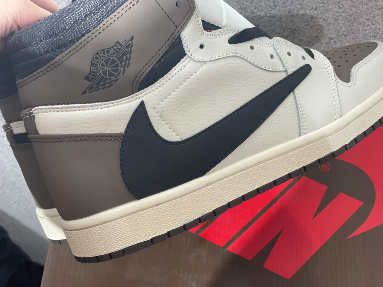 Air Jordan 1 High Off-White Taupe Black Basketball Shoes 3