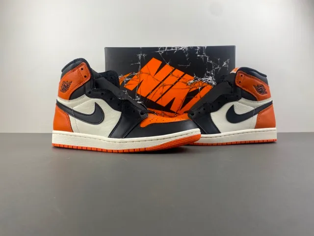 Air Jordan 1 High Orange Black White Basketball Shoes 12