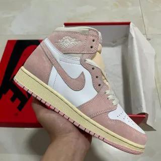 Air Jordan 1 High Zapatillas de Baloncesto de Ante Rosa y Blanco