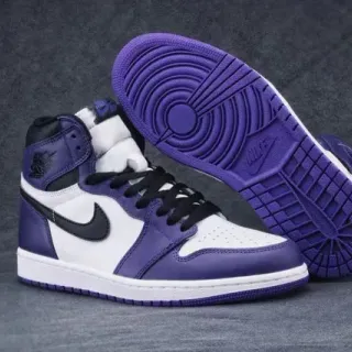 Air Jordan 1 High Purple and White Basketball Shoes