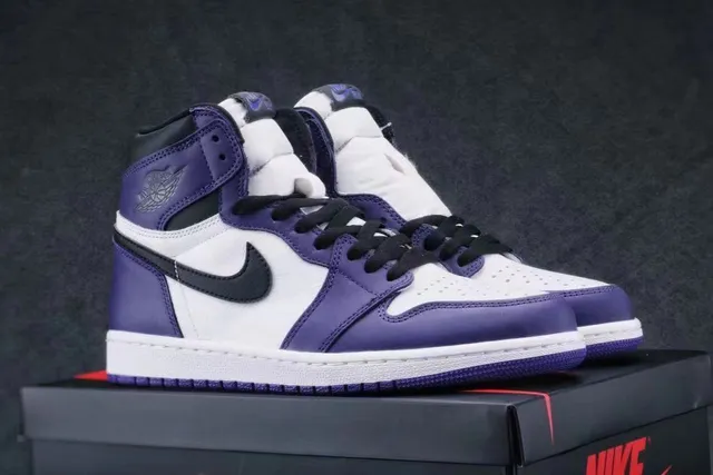 Air Jordan 1 High Purple and White Basketball Shoes 2