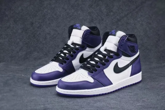 Air Jordan 1 High Purple and White Basketball Shoes 9