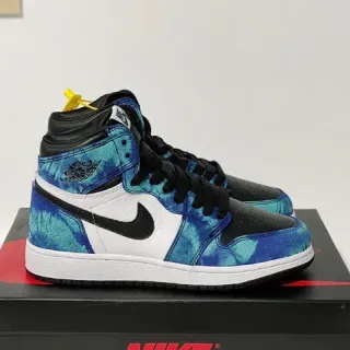 Air Jordan 1 High Tie-Dye Blue White Black Basketball Shoes